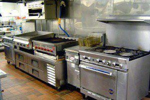 A commercial restaurant kitchen in New York City that was recently deep cleaned by SanMar Building Services in Midtown Manhattan