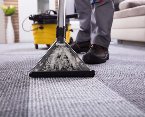 Commercial office carpet cleaning using eco-friendly cleaning equipment to clean carpet, New York City.