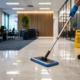 Professional floor cleaning services for commercial office properties with spotless lobby floors and clean workspace areas